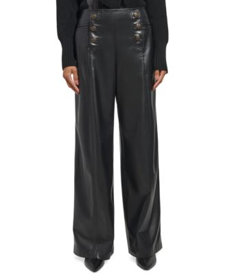 KARL LAGERFELD PARIS - Women's Faux-Leather Sailor Pants
