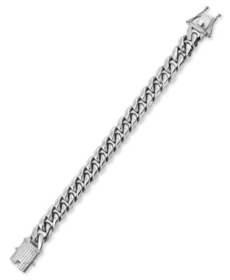 Men's Diamond Pav&eacute; Clasp Curb Link Bracelet (1/2 ct. t.w.) in Stainless Steel