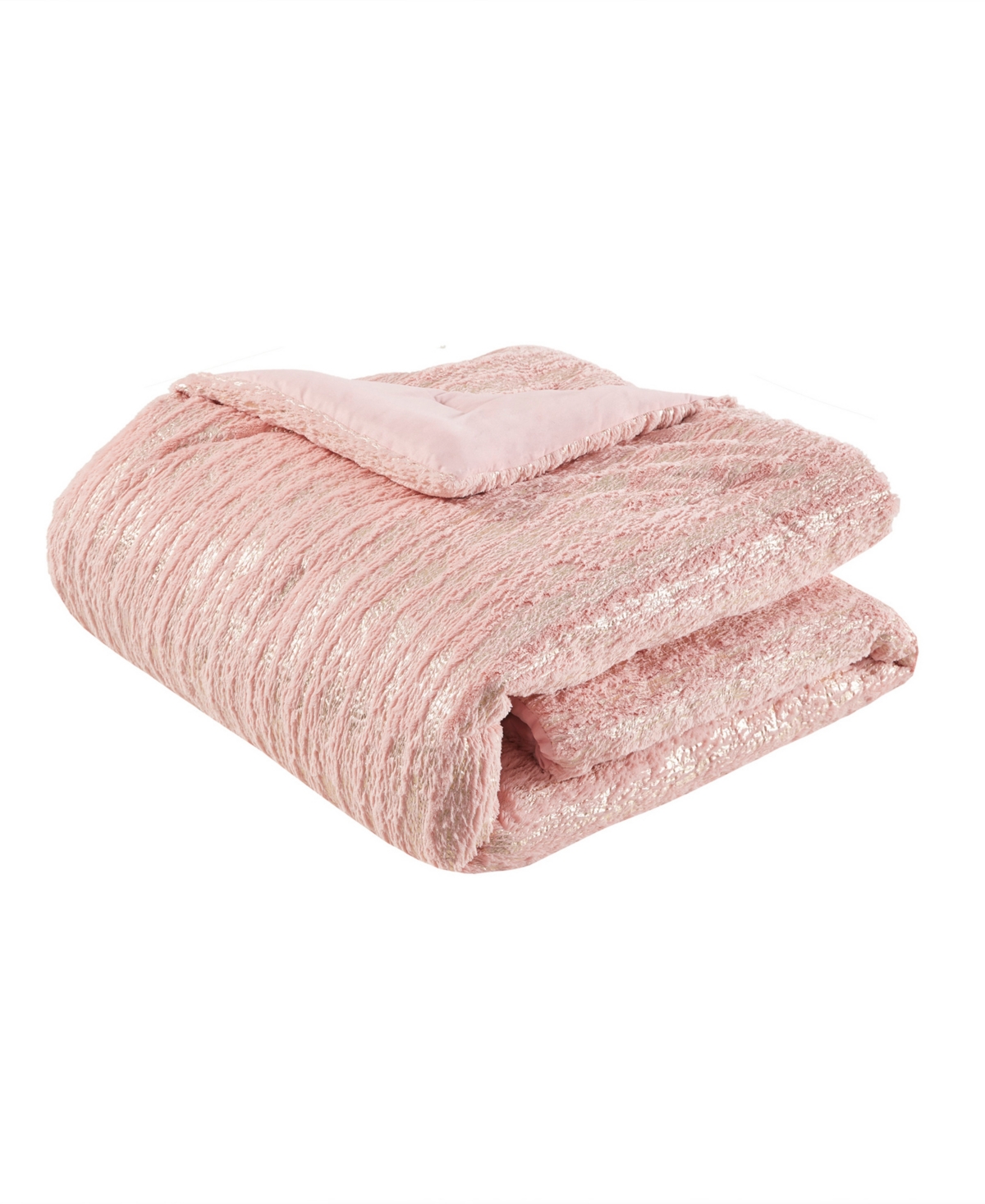 Intelligent Design Naomi Metallic Print Faux Fur 3 Piece Comforter Set, King/California King
