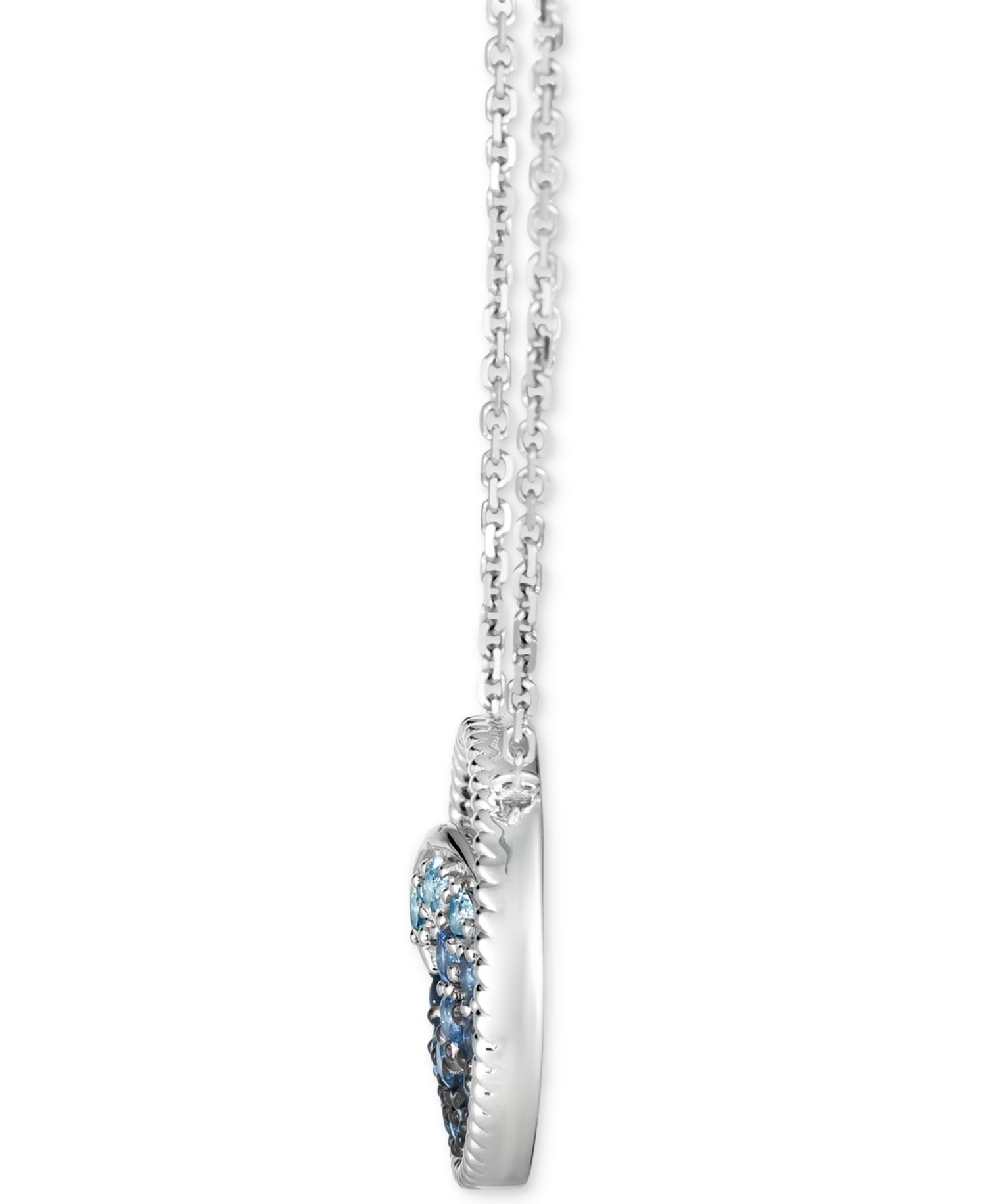 Denim Ombr&eacute; (1/2 ct. t.w.) & White Sapphire (1/8 ct. t.w.) Wave Disc Adjustable 18.5" Pendant Necklace in 14k White Gold