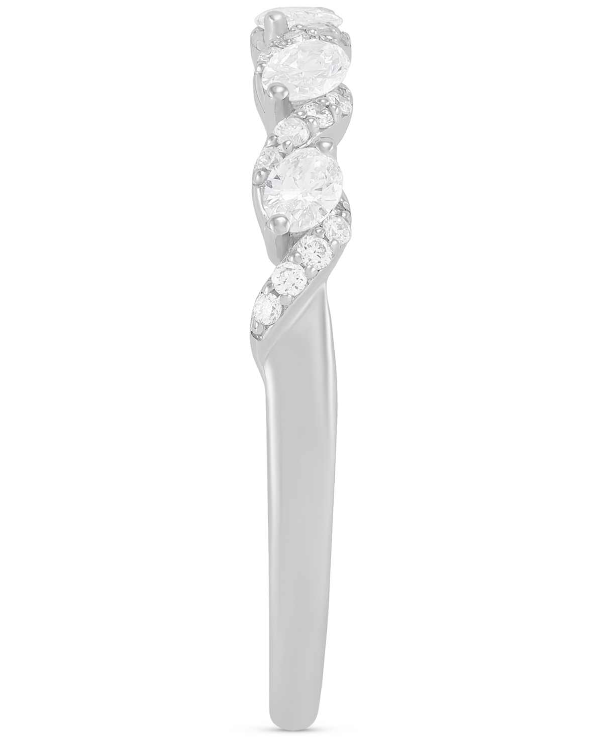 Macy's Diamond Oval & Round Twist Band (1/3 Ct. T.w.) In 14k White Gold In White Gold