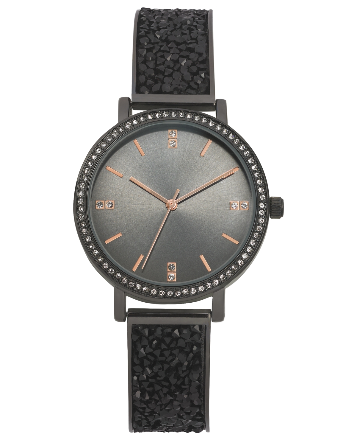 Inc International Concepts Women's Druzy Stone Black-tone Bracelet Watch 36mm, Created For Macy's