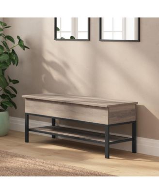 Green River Rustic Farmhouse Entryway Bench With Bottom Storage Shelf