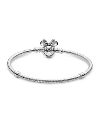 Cubic Zirconia Disney Pave Minnie Mouse Clasp Snake Chain Bracelet