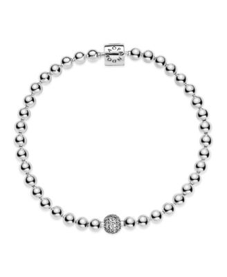 Sterling Silver Beads Pave Bracelet
