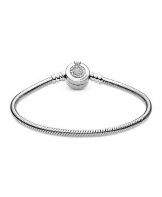 Moments Cubic Zirconia Sparkling Crown O Snake Chain Bracelet