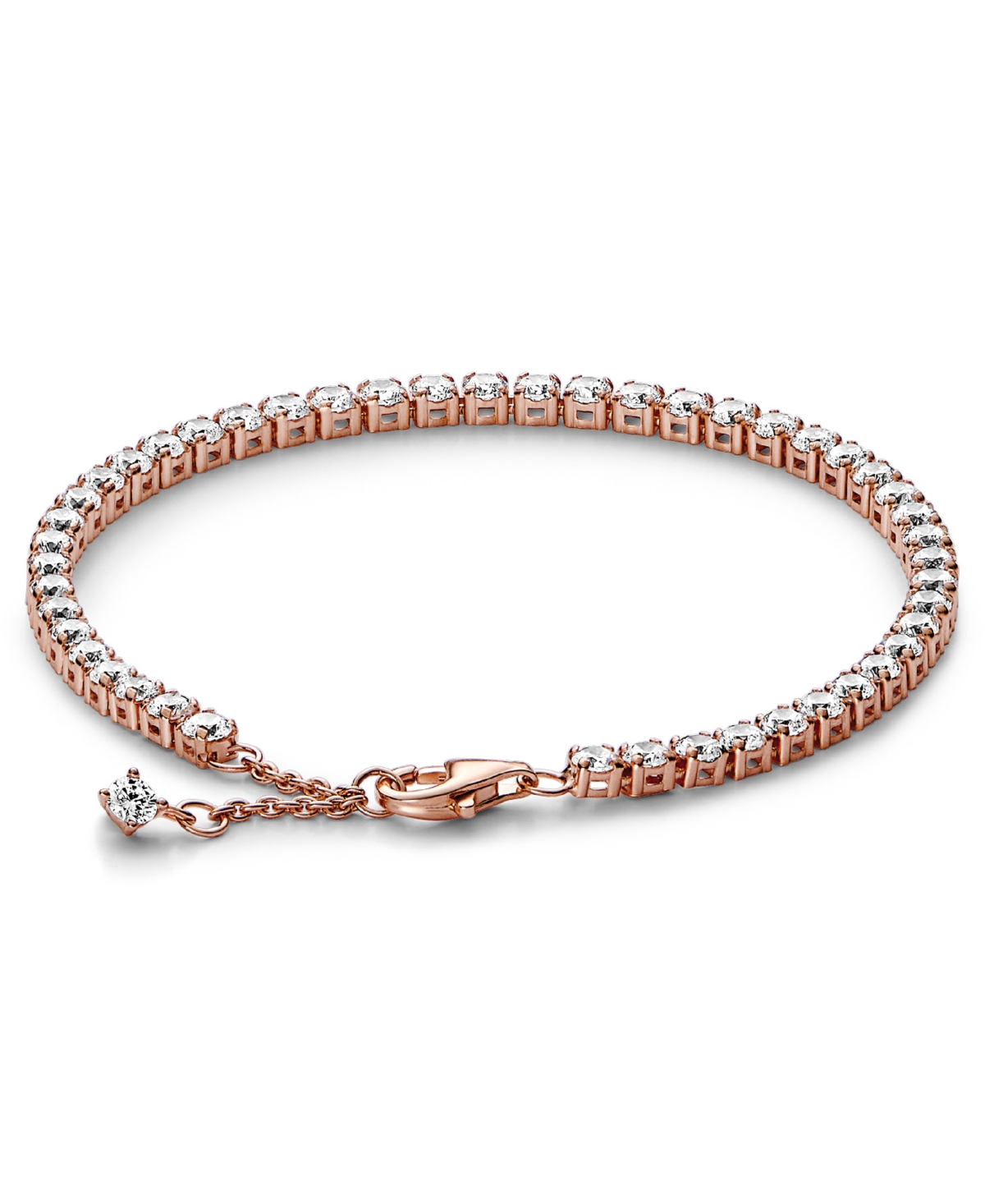 Pandora Cubic Zirconia 14k Rose Gold-plated Sparkling Tennis Bracelet In Rose Gold