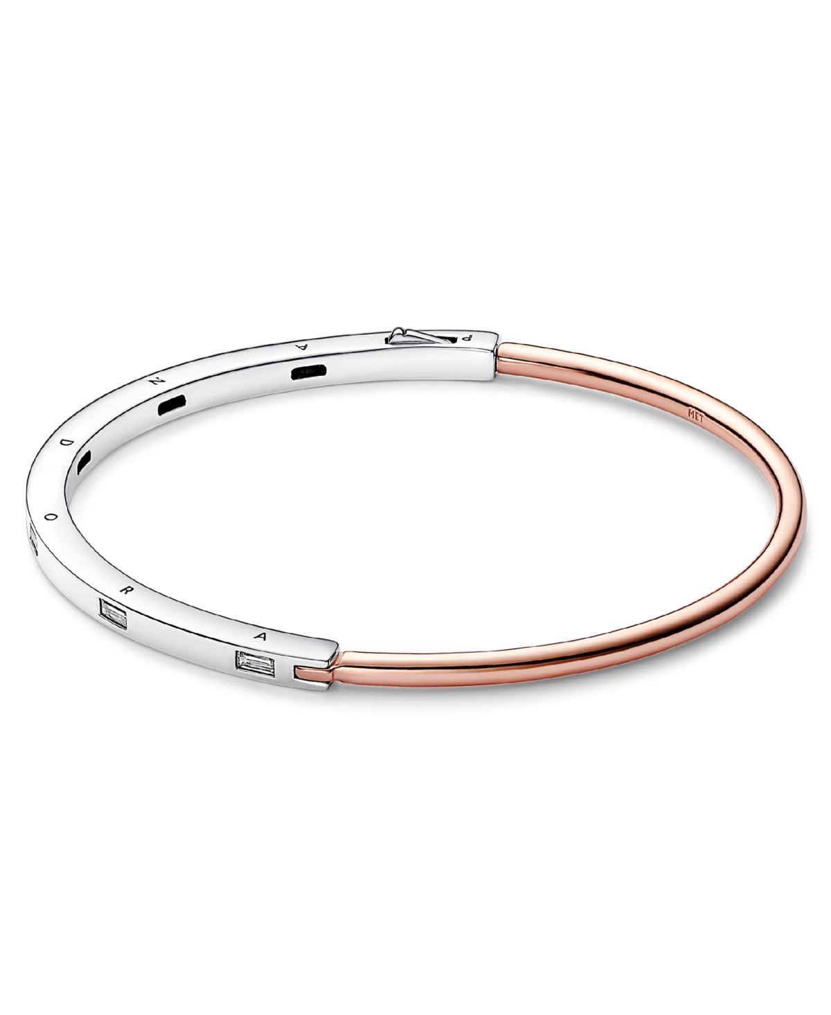 Signature 14K Rose Gold-Plated and Sterling Silver Two-Tone I-d Pave Bangle Bracelet - Mixed