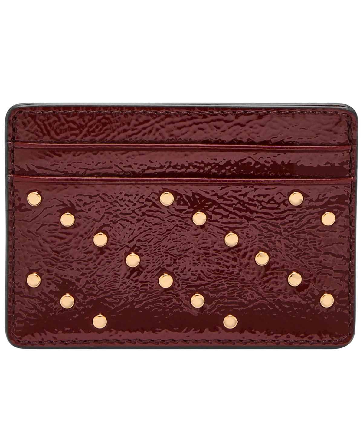 Fossil Steven Card Case Wallet In Red Mahogany