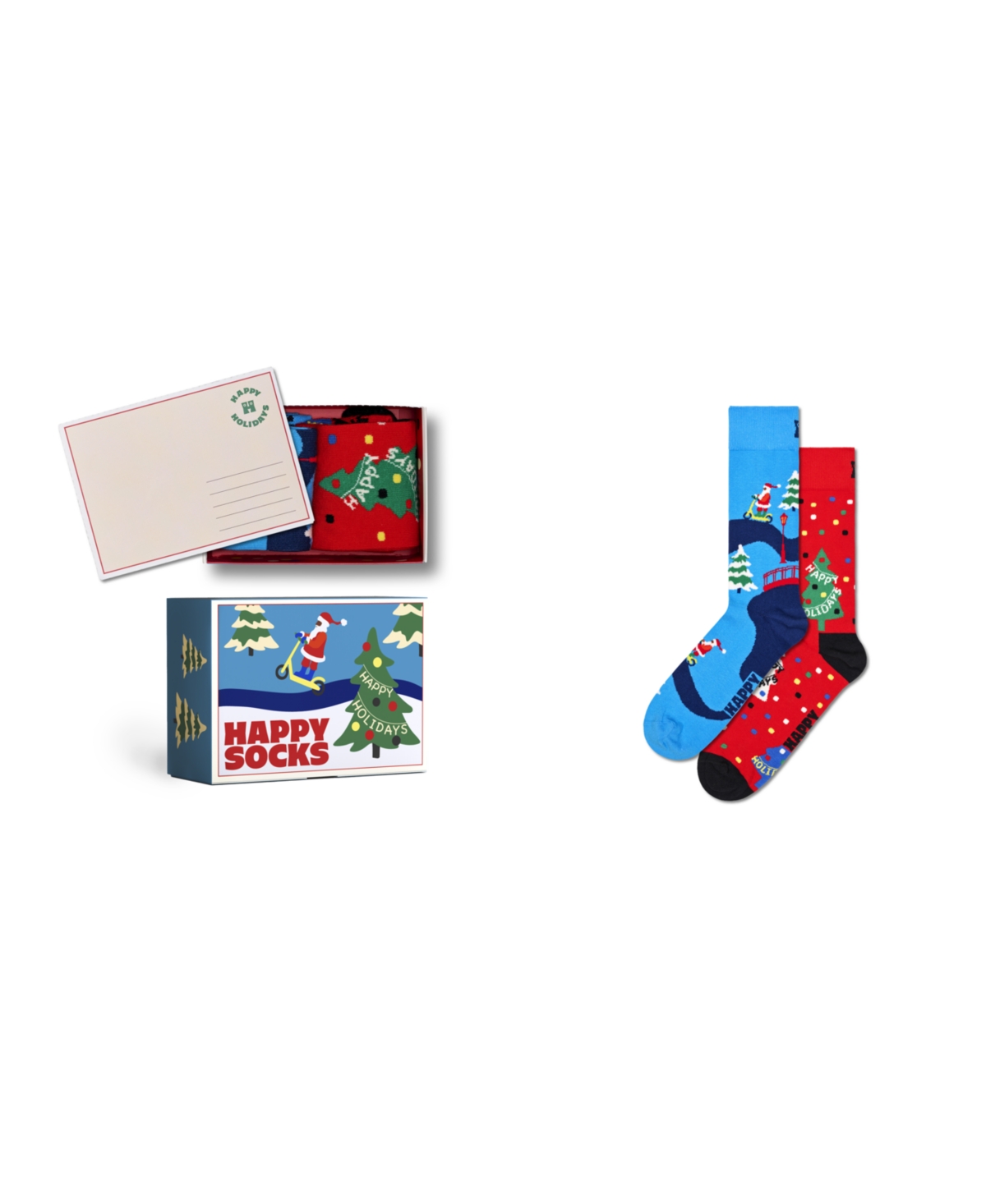 Happy Socks Men's Happy Holidays Socks Gift Set, Pack Of 2 In Light Blue