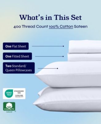 400 Thread Count Cotton Printed 4 Piece Sheet Set, Full Size