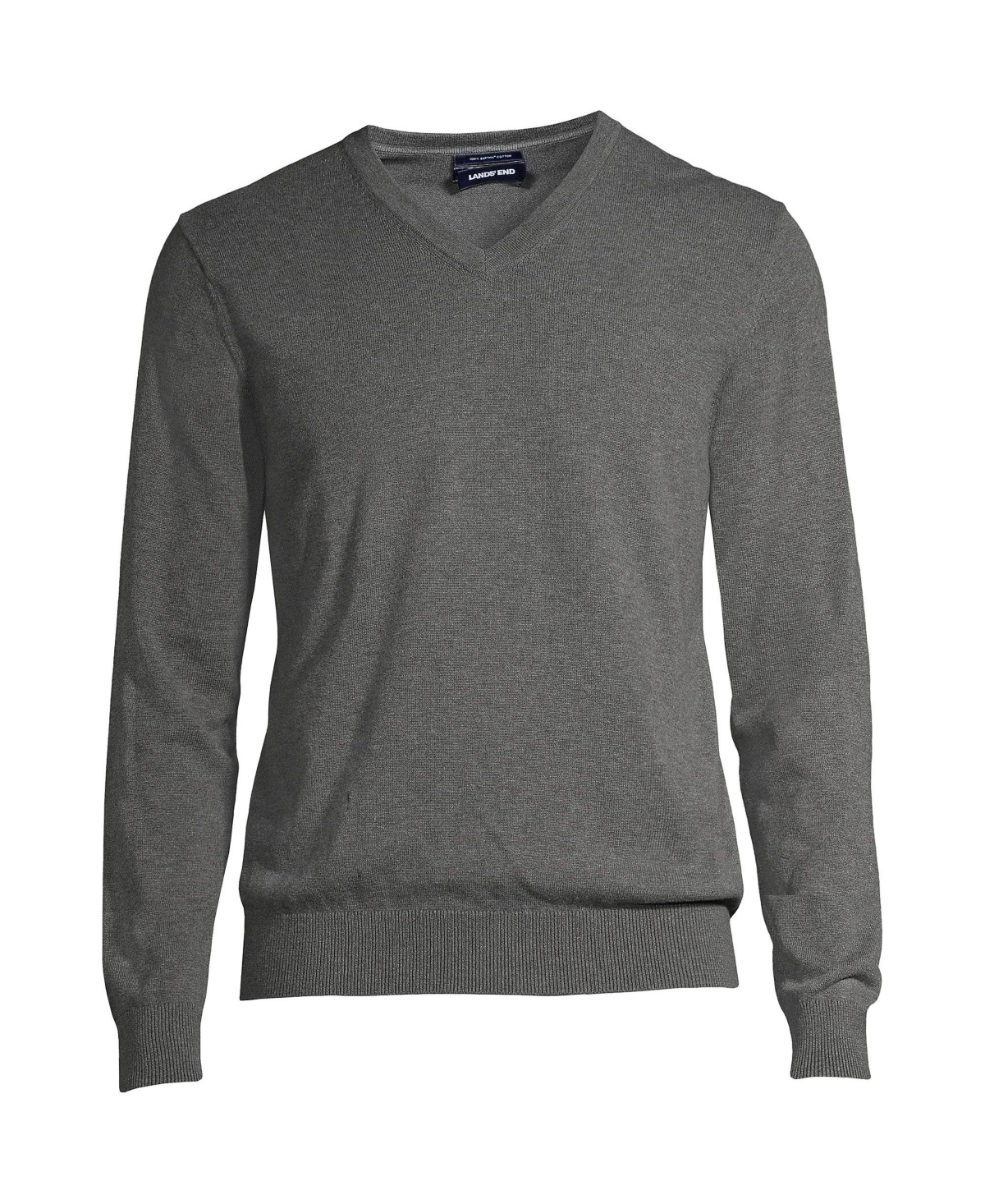 Lands' End Big & Tall Classic Fit Fine Gauge Supima Cotton V-neck Sweater