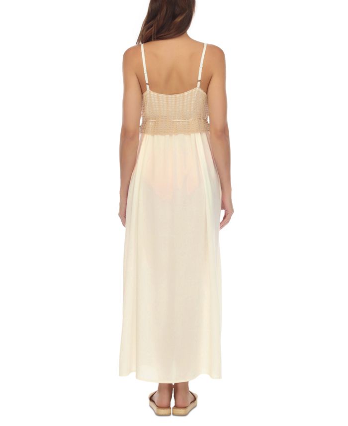 Raviya Women's Crochet Trimmed Maxi Dress Cover Up Swimsuit White Size 3X