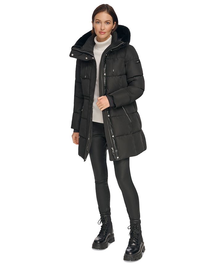 DKNY Women's Faux-Fur-Trim Hooded Anorak Puffer Coat - Macy's
