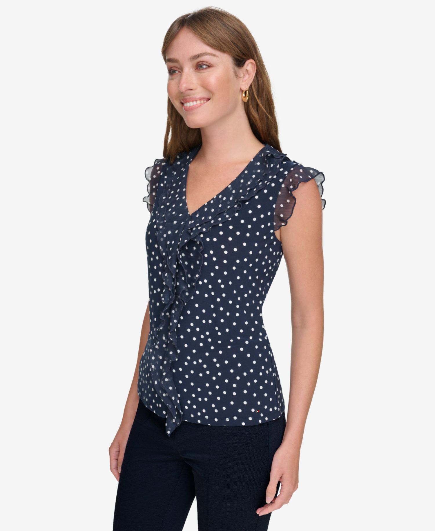 Women's Printed Ruffled Sleeveless Top