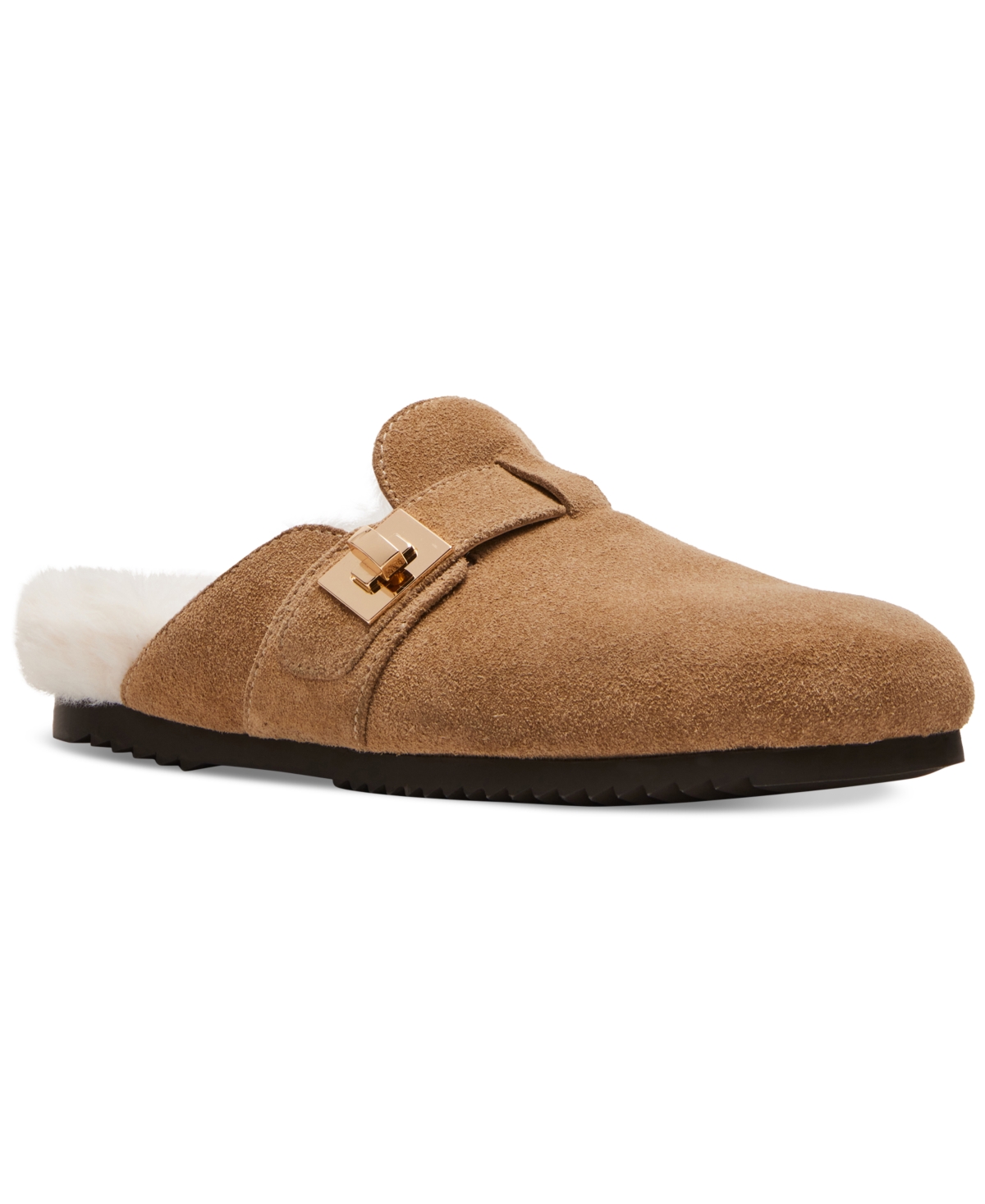 Women's Money-f Faux-Fur Slip On Clogs - Taupe Suede