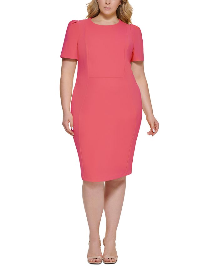 Calvin Klein Plus Size Short-Sleeve Scuba Crepe Dress - Macy's