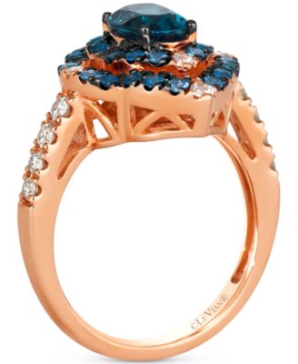 Le Vian Deep Sea Blue Topaz (1-1/4 ct. t.w.), Multi-Sapphire (3/4 ct. t.w.) & Nude Diamond (1/4 ct. t.w.) Statement Ring in 14k Rose Gold