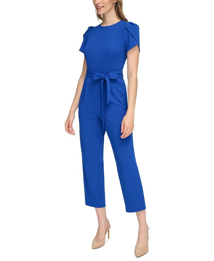 Calvin Klein Women's Tie-Waist Tulip-Sleeve Jumpsuit - Macy's
