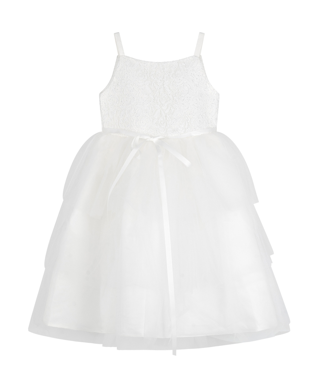 Christian Siriano Kids' Big Girls Sleeveless Sparkle Mesh And Tulle Dress In Ivory