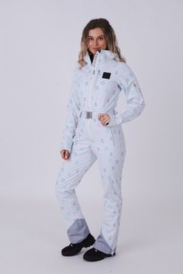 Women's White Print Chic Ski Suit
