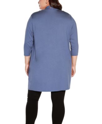 Plus Size Grommet-Trim Duster Cardigan Sweater