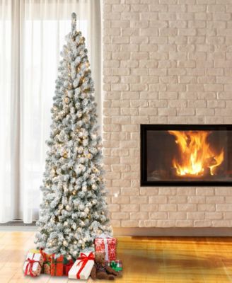 First Traditions 7.5' Acacia Medium Flocked Tree with Clear Lights