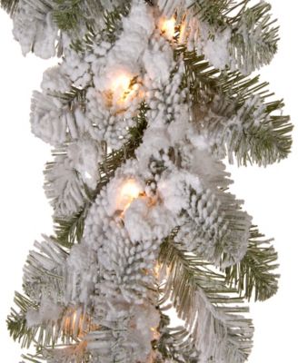 National Tree Company 9' x 12" Feel Real®  Snowy Camden Garland with 50 Clear Lights