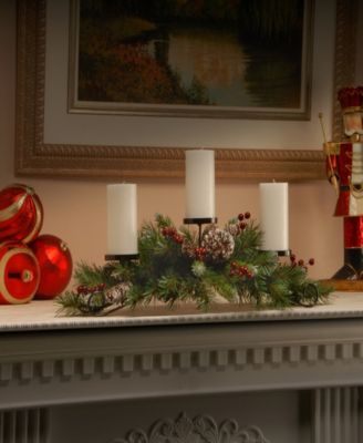 30" Frosted Berry Centerpiece with 3 Candle Holders