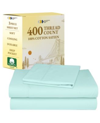 Soft Twin Cotton Sheet Set - 400 Thread Count 100% Cotton Sateen