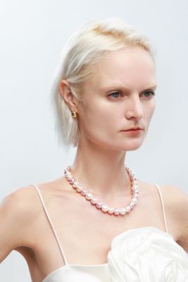 Shell Pearl Necklace with Gem-Encrusted Carabiner Lock (Large)