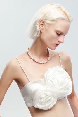 Shell Pearl Necklace with Gem-Encrusted Carabiner Lock (Small)