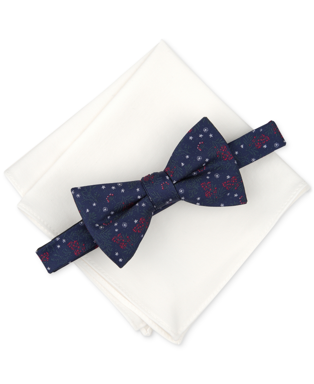 Men's Weldon Floral Bow Tie & Pocket Square Set, Created for Macy's - Navy