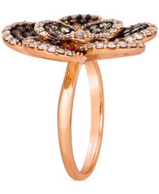 Chocolate Diamond & Nude Diamond Flower Statement Ring (2-3/8 ct. t.w.) in 14k Rose Gold