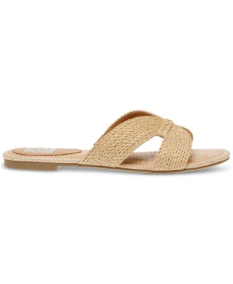 Women's Geeya Raffia Criss Cross Strap Flat Slide Sandals