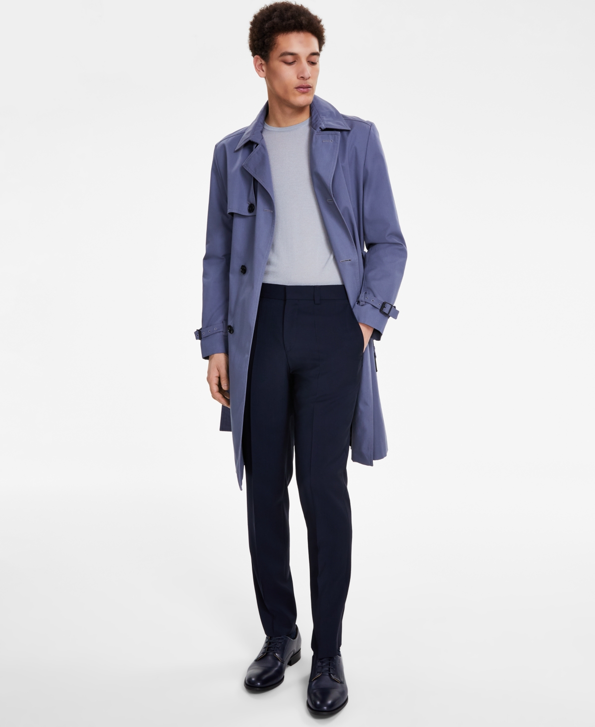 Shop Hugo By  Boss Men's Regular-fit Overcoat In Blue