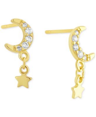 Macy's - Pav&eacute; Moon & Star Drop Earrings in 18k Gold-Plated Sterling Silver