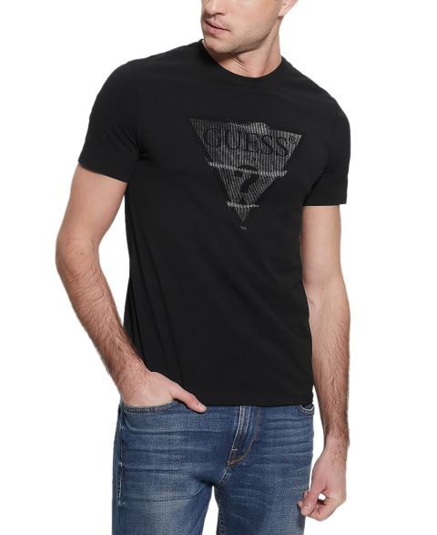 Мужская футболка GUESS Eco Triangle Crewneck, цвет: Угольно-чёрный