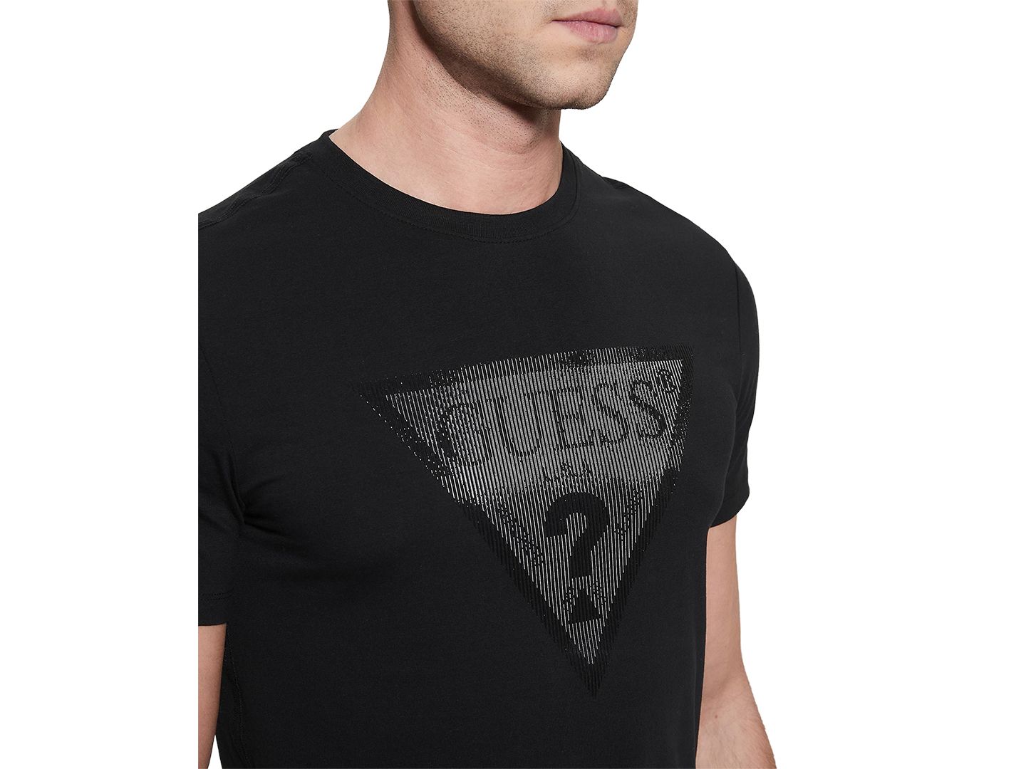 Мужская футболка GUESS Eco Triangle Crewneck, цвет: Угольно-чёрный — фото 3