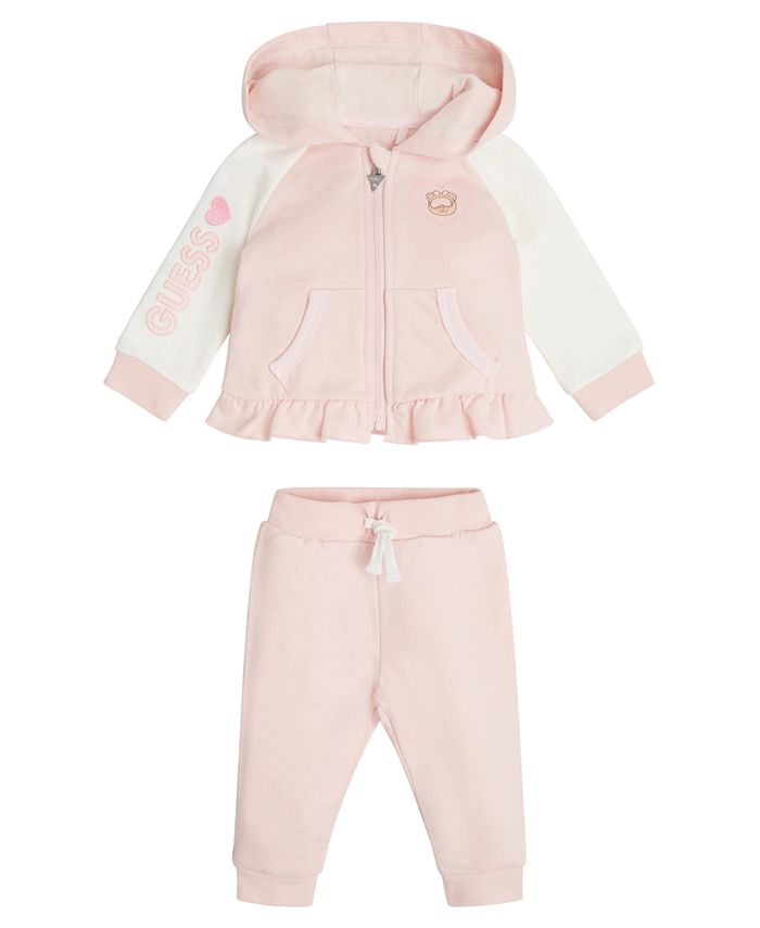 GUESS Baby Girls French Terry Hooded Jacket and Joggers, 2 Piece Set ...