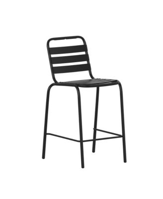 Jens Metal Dining Stool With Triple Slatted Back For Indoor And Outdoor Use