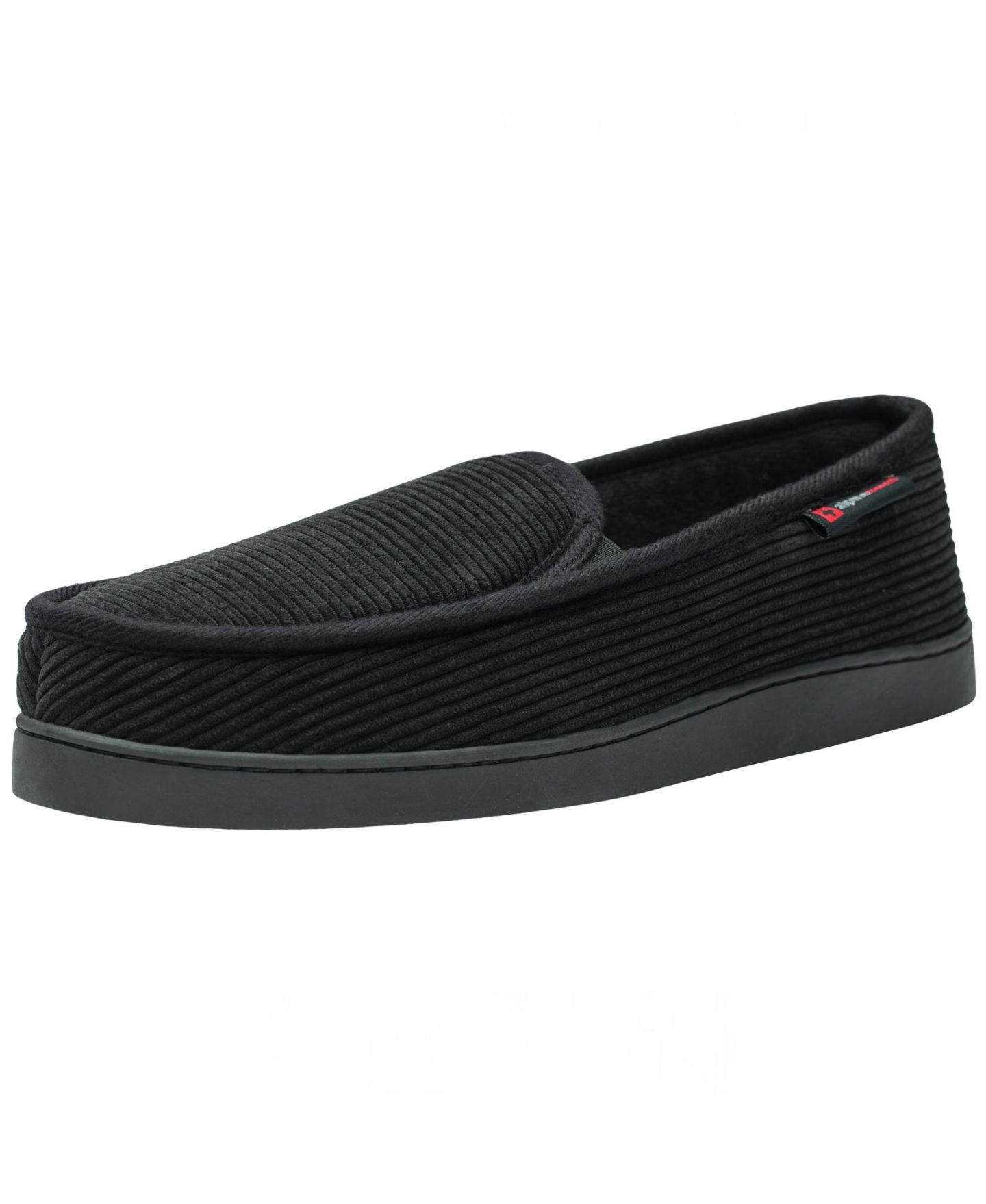 Мужские тапочки Alpine Swiss Wide Slippers Steve Moccasin House Shoes Memory Foam Insole Corduroy Slip-On Terry Lining Indoor Outdoor Non-Slip Rubber Outsole, цвет: Чёрный — фото 1