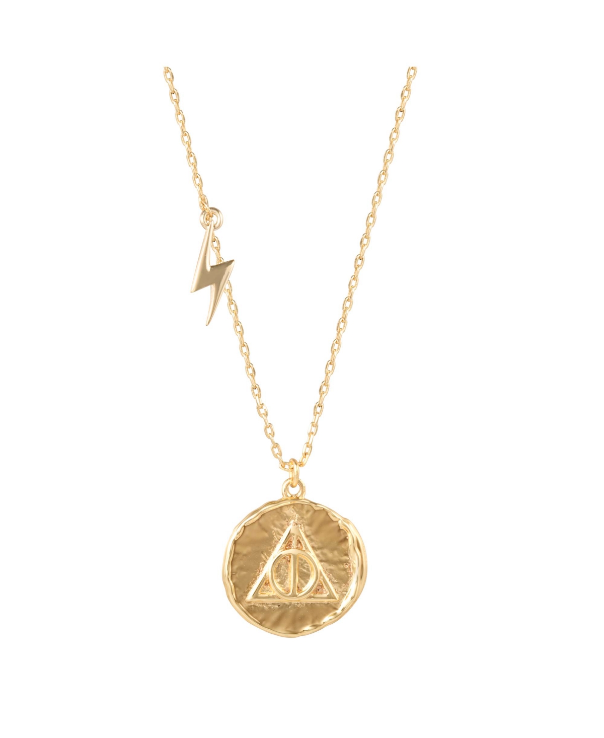 Wizarding World Deathly Hallows Gold Plated Potter Medallion Pendant, 16 + 2" - Gold tone