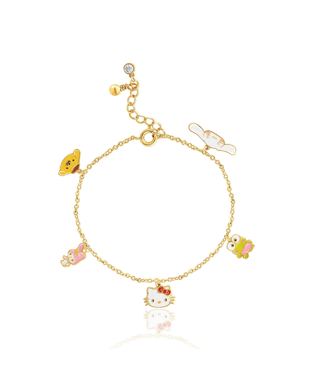 Sanrio Hello Kitty and Friends Charm Bracelet Cinnamoroll, Pompompurin, My Melody, Keroppi, Authentic Officially Licensed - Yellow, white, pink, red