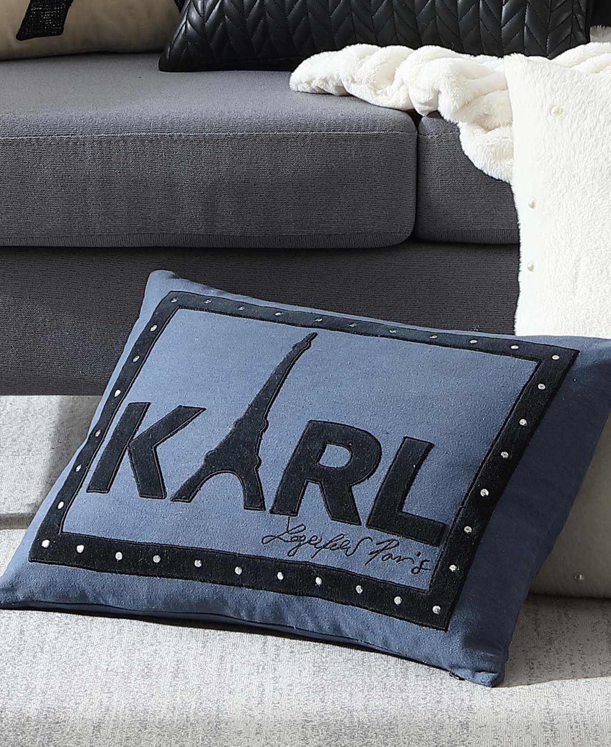 Shop Karl Lagerfeld Karl Tower Decorative Pillow, 20" X 14" In Indigo
