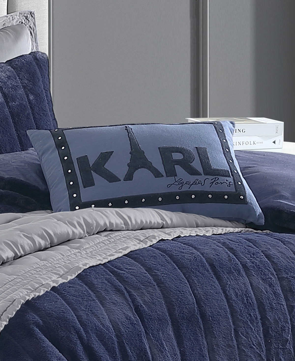Shop Karl Lagerfeld Karl Tower Decorative Pillow, 20" X 14" In Indigo