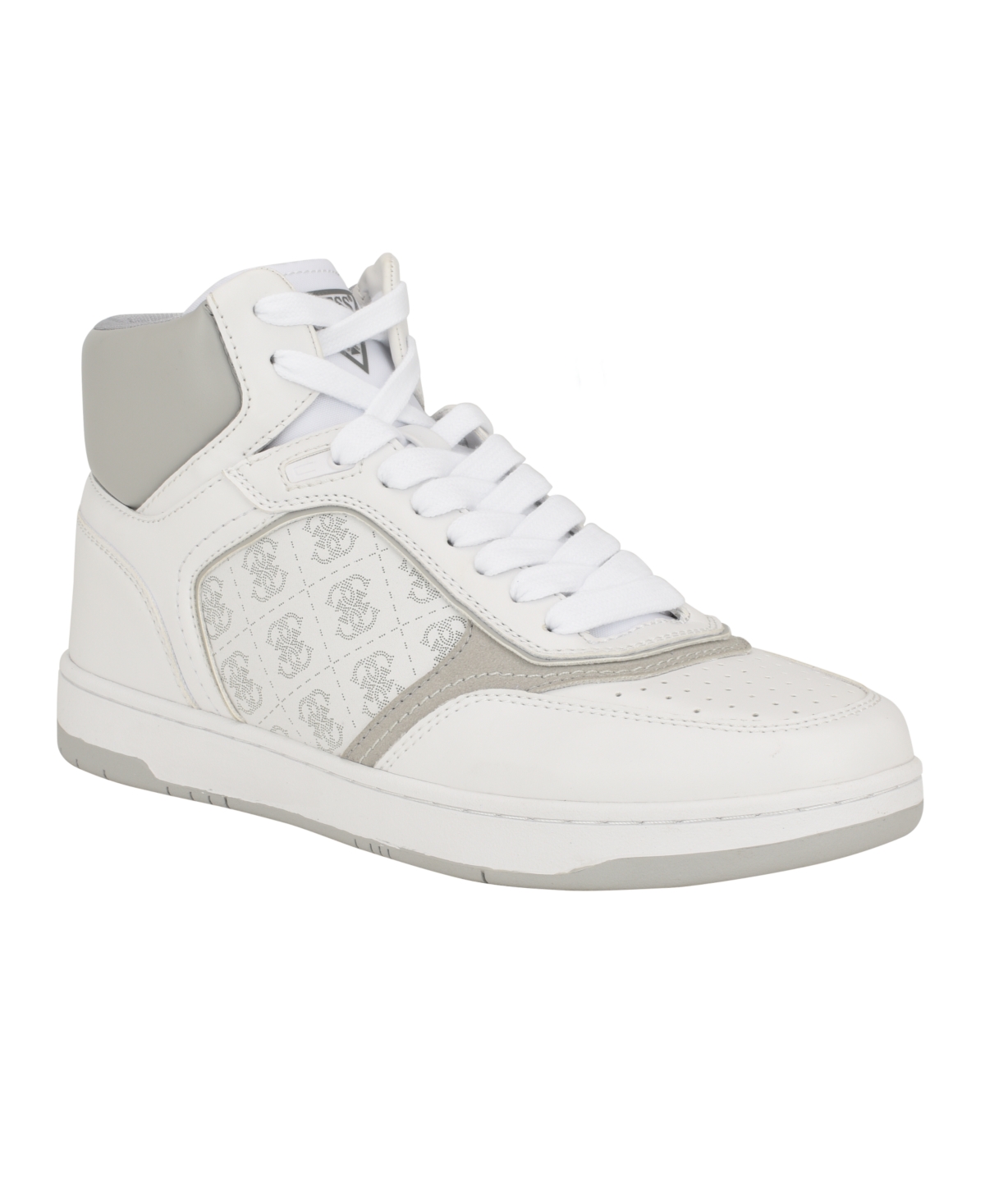 Men's Towen Branded High Top Fashion Sneakers - Light Gray, White Logo Multi