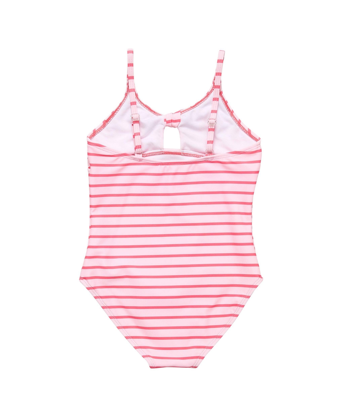 Toddler, Child Girls Coral Stripe Sustainable Bow Swimsuit