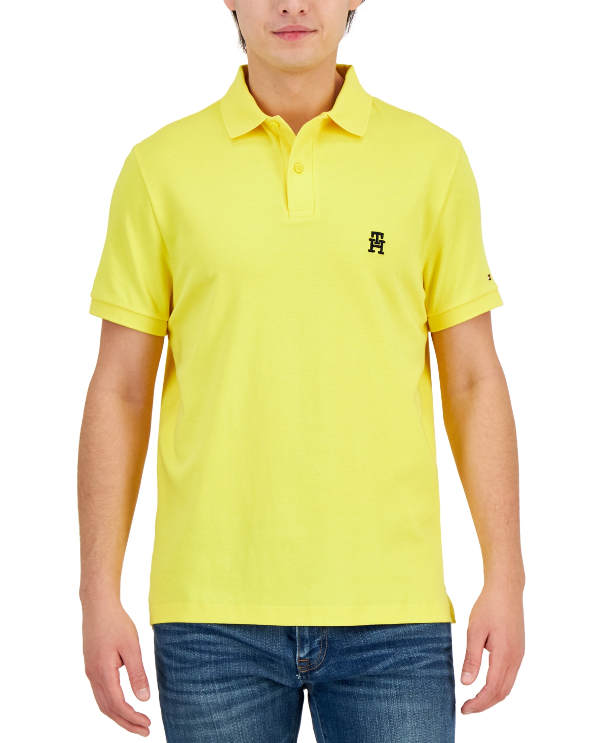 Tommy Hilfiger Classic Fit Short-sleeve Bubble Stitch Polo Shirt In Eureka Yellow