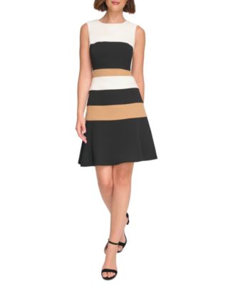 Tommy Hilfiger Women's Colorblocked Scuba Crepe Sleeveless Dress - Macy's